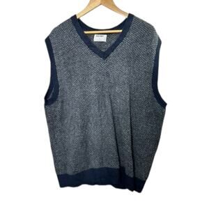 Old Navy Blue & Gray Chevron Cotton Blend V-Neck Sweater Vest Men's XL
